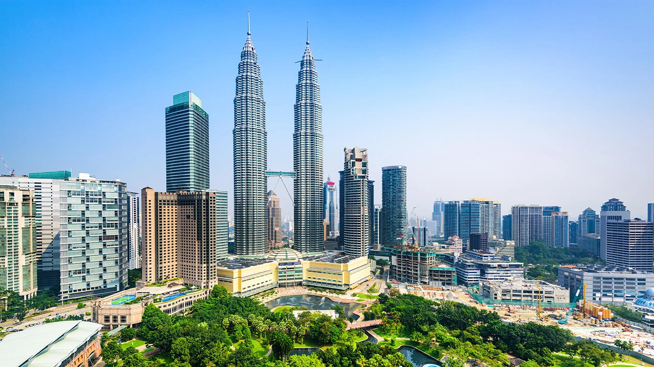 A view of Petronas Twin Towers in Kuala Lumpur, Malaysia
