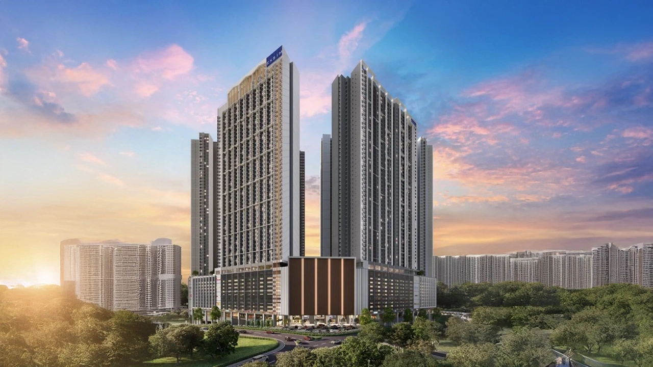 High-rise modern building with glass and concrete facade