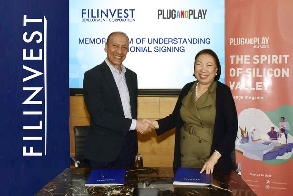 Josephine Gotianun-Yap, President and CEO of Filinvest Development Corporation, seals the partnership deal with Plug and Play’s Shawn Dehpanah, Executive Vice President & Head of Corporate Innovation for APAC (Photo taken in February 2020). Josephine Gotianun-Yap, President and CEO of Filinvest Development Corporation, seals the partnership deal with Plug and Play’s Shawn Dehpanah, Executive Vice President & Head of Corporate Innovation for APAC (Photo taken in February 2020).
