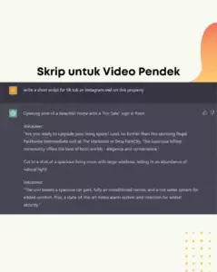 skrip video pendek yang dapat memudahkan urusan ejen hartanah