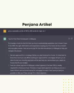 penjana artikel yang dapat membantu ejen hartanah