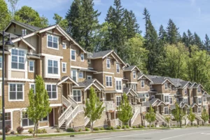 A row of new townhouses or condominiums