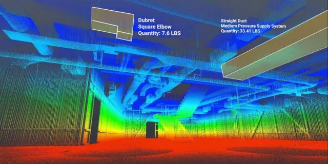 人工智能:Heatwaves scan by the AI that Doxel has created for the construction site