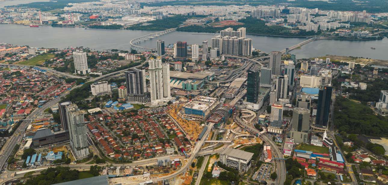 pemandangan dari jarak atas di antara johor dan singapore