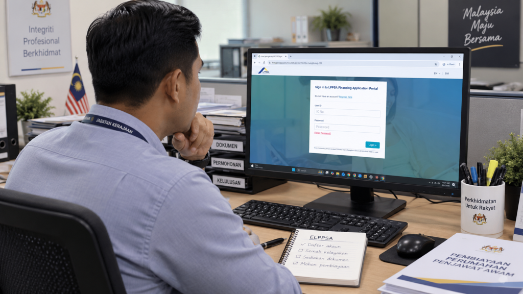 Penjawat awam menggunakan portal e-LPPSA untuk menyemak kelayakan pembiayaan perumahan